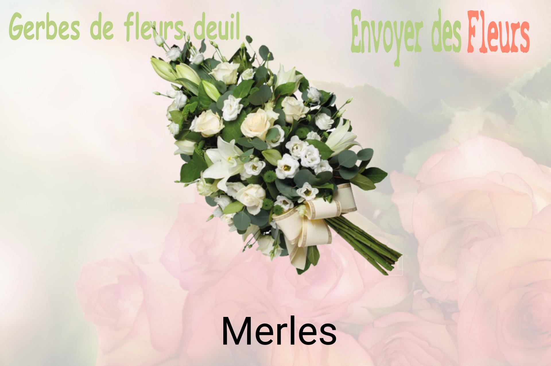 Gerbe de fleurs de deuil livrée à Merles